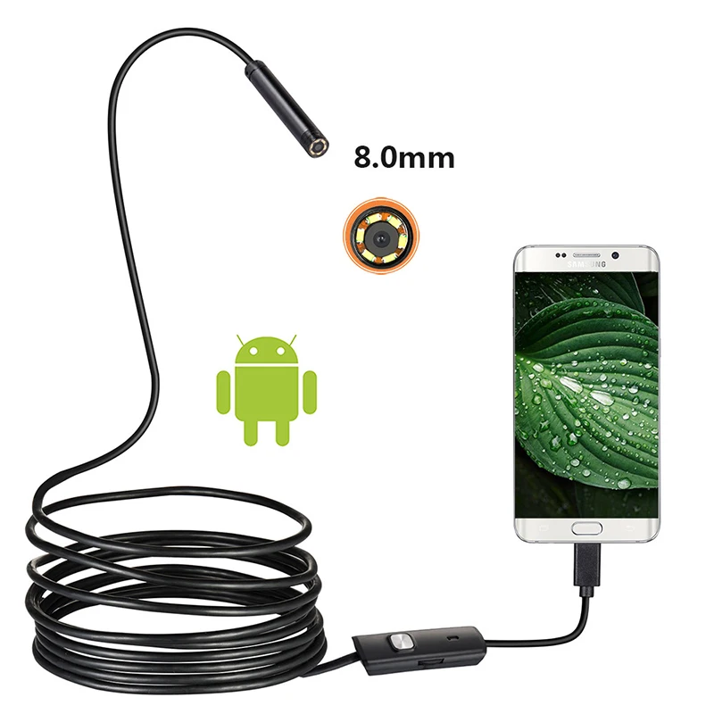 Мини эндоскоп 8 мм веревка из мягкой проволоки usb камера android Водонепроницаемый