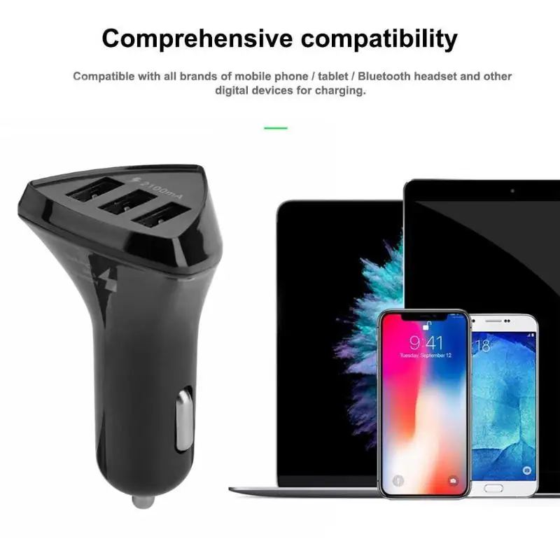 Быстрая зарядка 3 порта USB Автомобильное зарядное устройство DC адаптер для