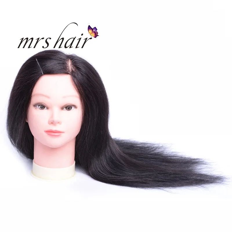 MRS HAIR Учебная модель головы настоящие человеческие волосы модель головы Парикмахерская обучение "-18" Черный Коричневый Цвет обучение мод