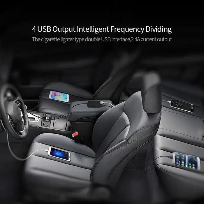 4 порта USB Автомобильное зарядное устройство с кабелем заднего сиденья Быстрая
