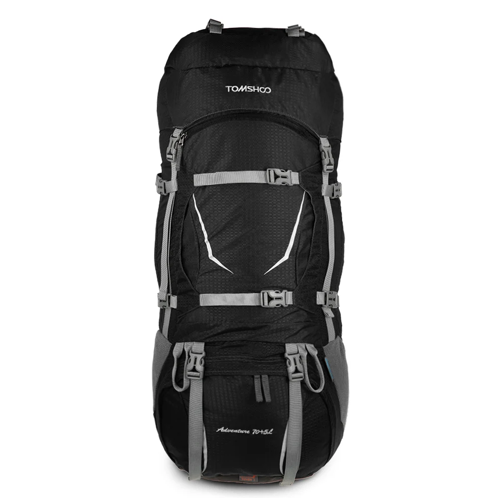 

TOMSHOO 70+5L Hiking Backpack Waterproof Climbing Rucksack with Rain Cover Sport Outdoor Bags Camping Travel Trekking Bag