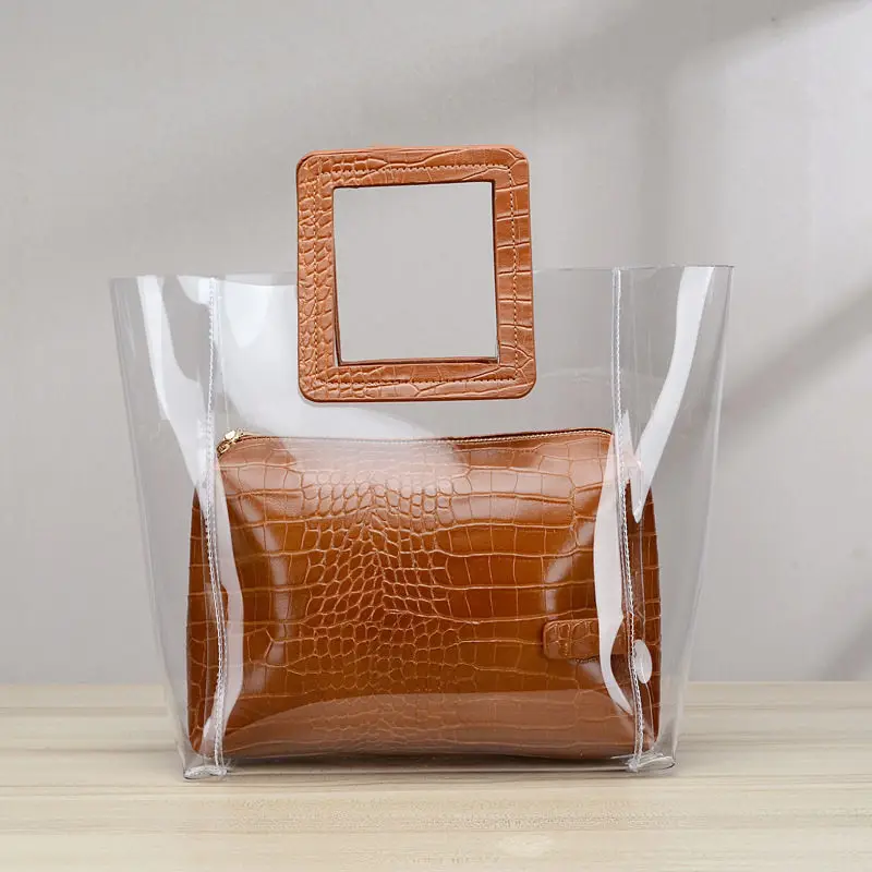 

2019 Women Composite Bags Transparent Handbags Women's Fashion Beach Bags Summer Shoulder Bags Casual Handbags