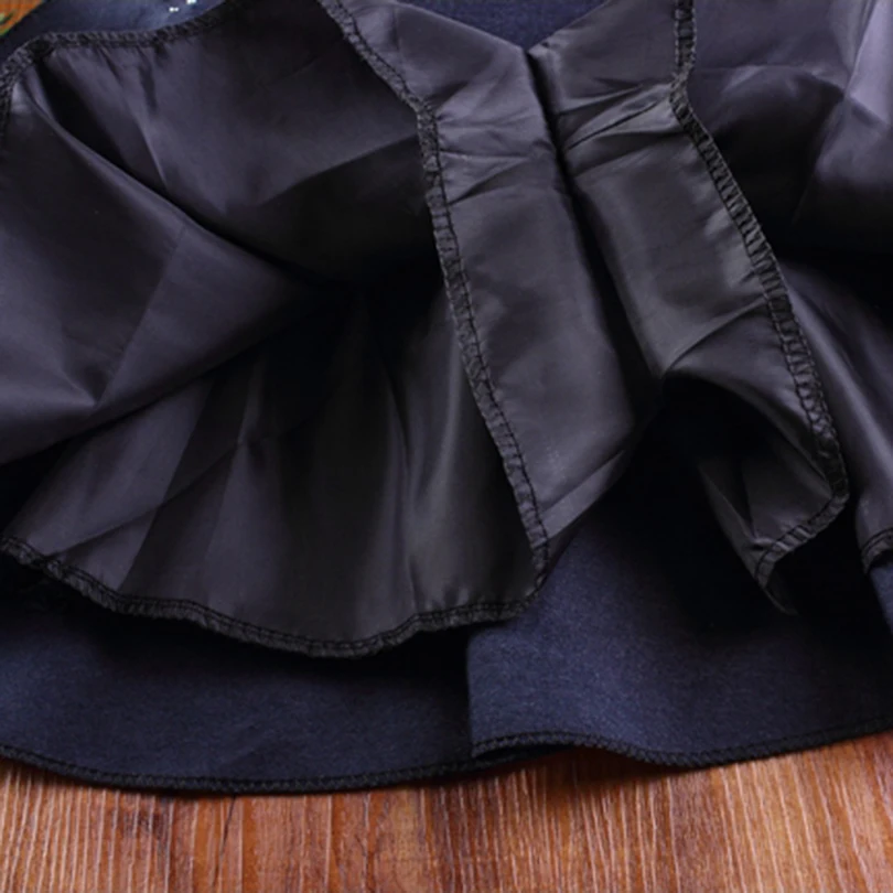 

High quality Children PU leather skirt fall Beading bowknot design tutu skirt for girls party wedding costumes toddler clothing