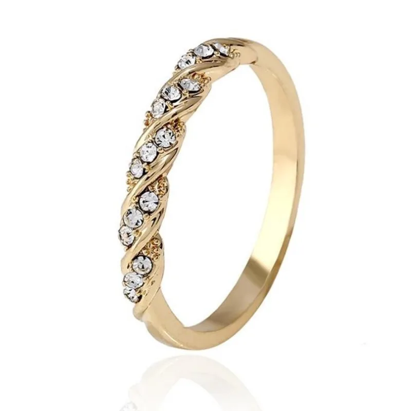 Модные ювелирные изделия Серебряное золото розовое цвет Твист CZ Австрийские