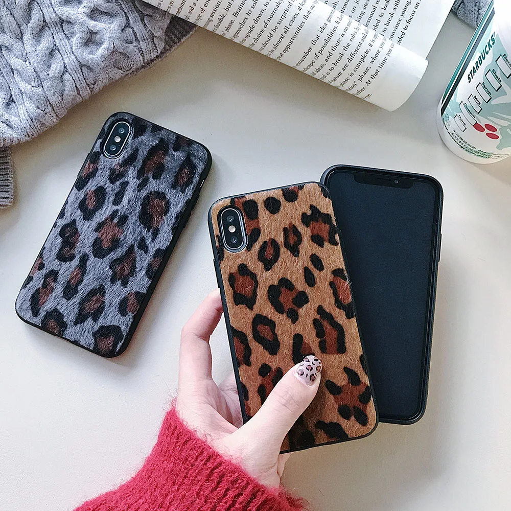 KISSCASE чехол для телефона iPhone 6 6S 7 8 Plus X XS Max XR плюшевый Леопардовый узорный |