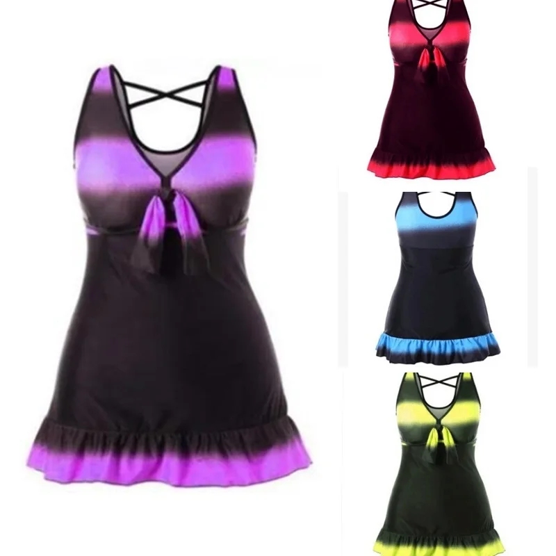 Женский слитный купальник со шнуровкой привлекательный с высокой талией