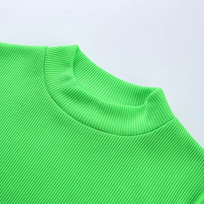 BOOFEENAA Rib Knit Neon Green сексуальное облегающее платье летняя одежда для женщин