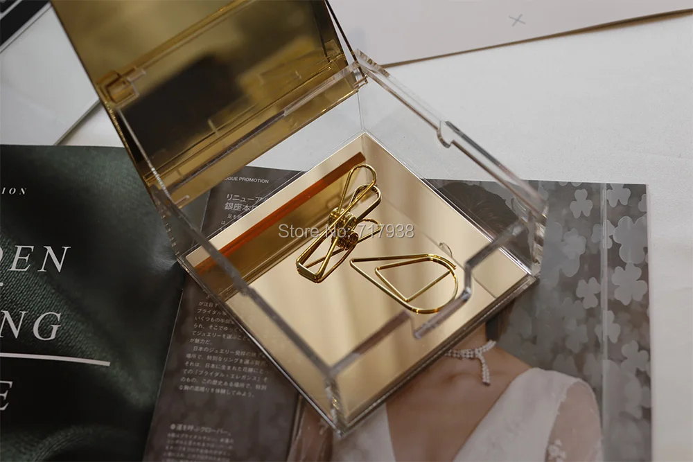 

acrylic Gold Mirror box stationery holder desk accessories
