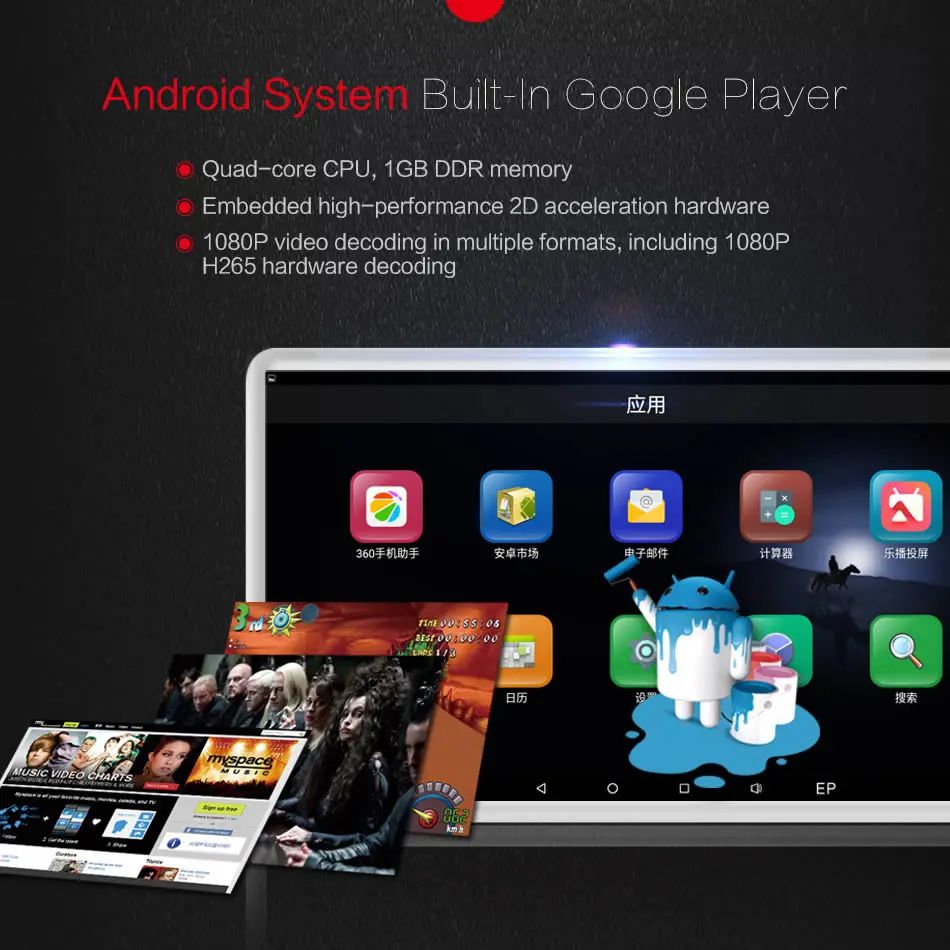 11 6 дюймов Android автомобильный подголовник плеер IPS HD монитор с Wi Fi 3G Bluetooth и FM