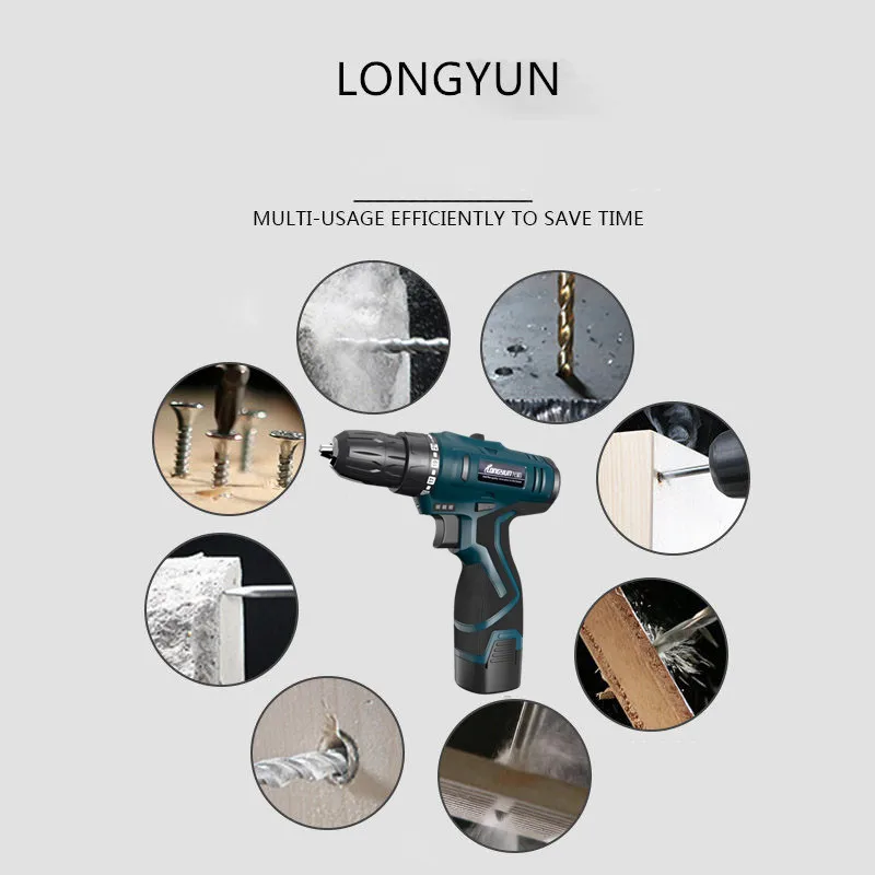 Longyun 16 8 V перезаряжаемый литиевая батарея электрическая дрель Шурик зарядка