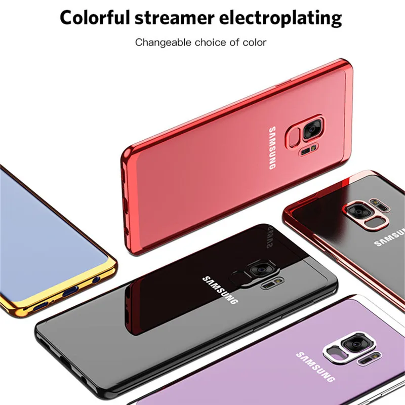 USLION Transparent Plating Case for Samsung Galaxy S9 S8 Plus cases Ultra thin Soft TPU Electroplate case S6 S7 Edge |
