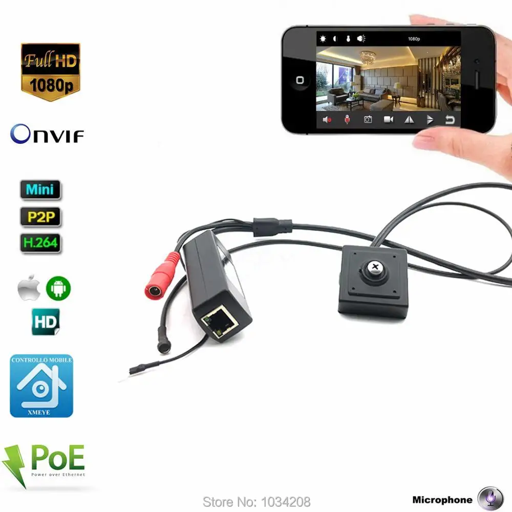 Мини-камера POE 1080P миниатюрная ip-камера аудио CCTV сетевая камера P2P Сеть Ethernet IPC