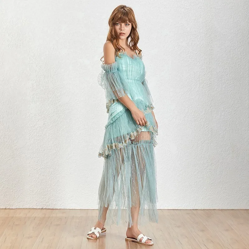 TWOTWINSTYLE с открытыми плечами длинное платье для женщин вышивка лоскутное ремень