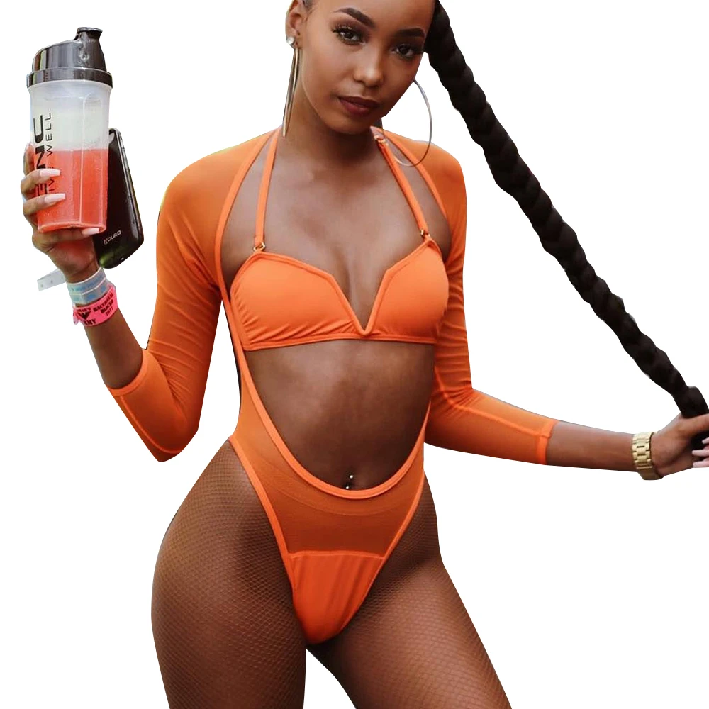 Women Orange One-piece Swimming Suit Ladies Costume Padded Swimsuit Monokini Swimwear Bikini Push Up Bra | Спорт и развлечения