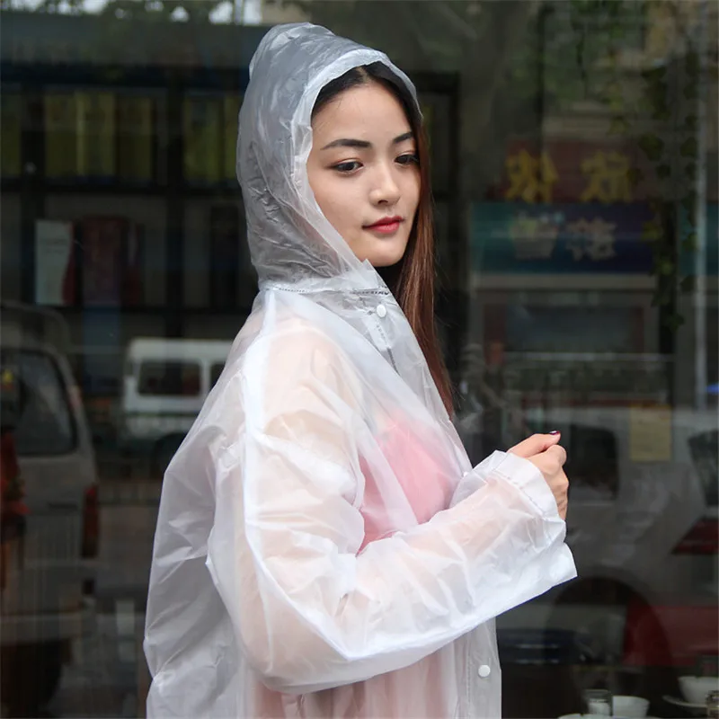 Transparent Raincoat Women men EVA Portable Outdoor Travel Rainwear Waterproof Camping Hooded Ponchos Plastic Rain Cover | Дом и сад