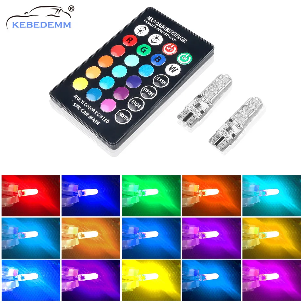 Автомобильная светодиодная RGB лампа 12 В T10 сигнальная W5W 5050 SMD для чтения с