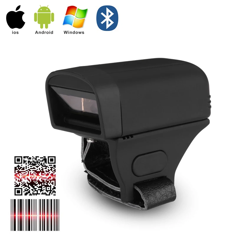 

Factory Low Price Bluetooth Ring Fingerprint Reader Support IOS Android Windows 1D Barcode 2D QR Code Scanner