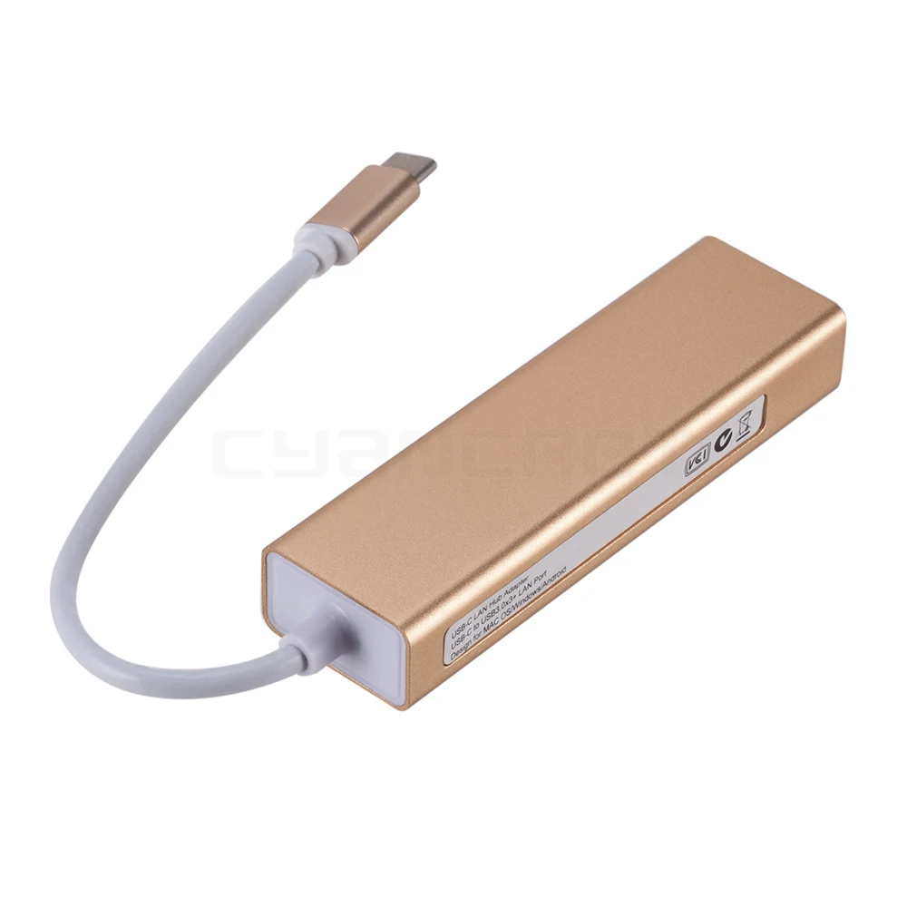 Док станция с адаптером Type C адаптер USB 3 1 на 0x3 Ethernet LAN RJ45 сетевая карта кабель для