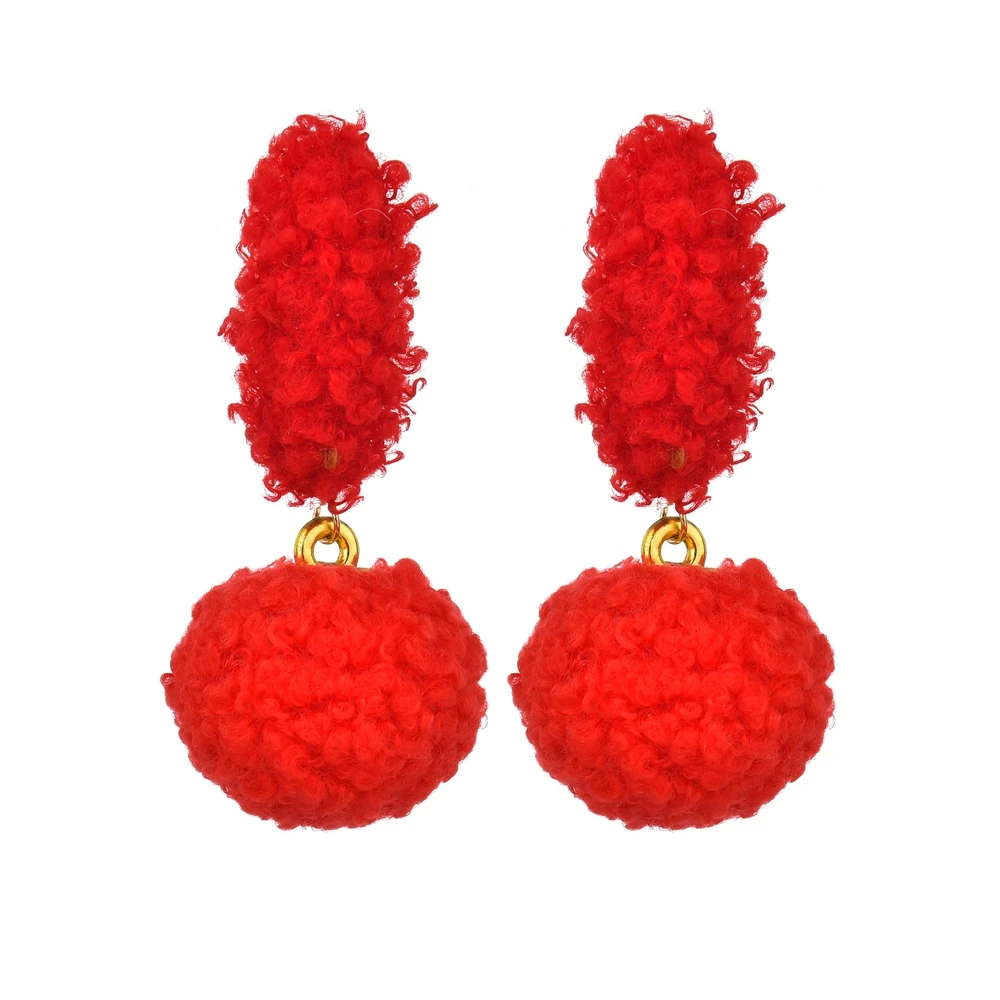 Женские круглые серьги подвески UAM офисные Разноцветные из искусственного меха с