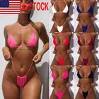 Новинка 2022, летний женский однотонный комплект бикини, бюстгальтер пуш-ап без подкладки, купальник, купальник, треугольный купальный костюм, купальный костюм, бикини