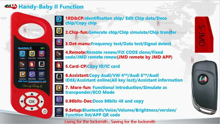 JMD Handy Baby II Auto Key Tool for 4D/46/48/G King Red Chips Programmer 2 English/Spanish Language Remote Generator | Автомобили и