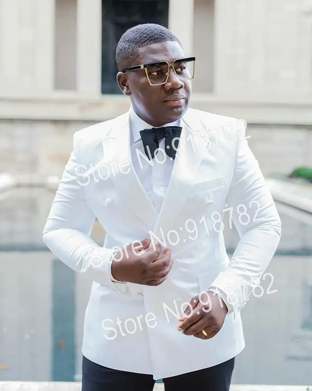 

Мужские двубортные костюмы, черные и белые деловые костюмы из смокинга, облегающие костюмы для жениха, 2019