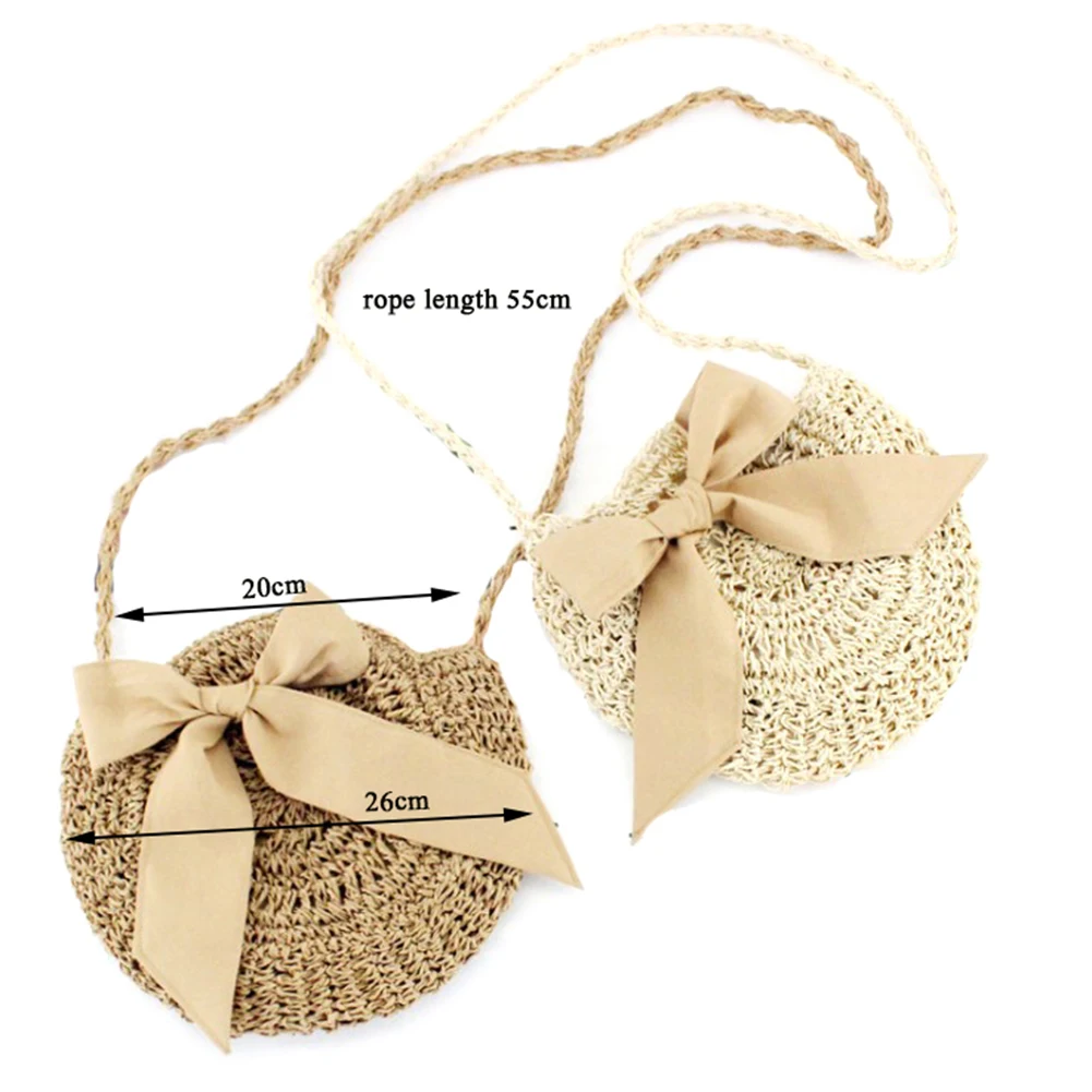 Круглая Соломенная пляжная сумка винтажная плетеная Сумочка на плечо ручной