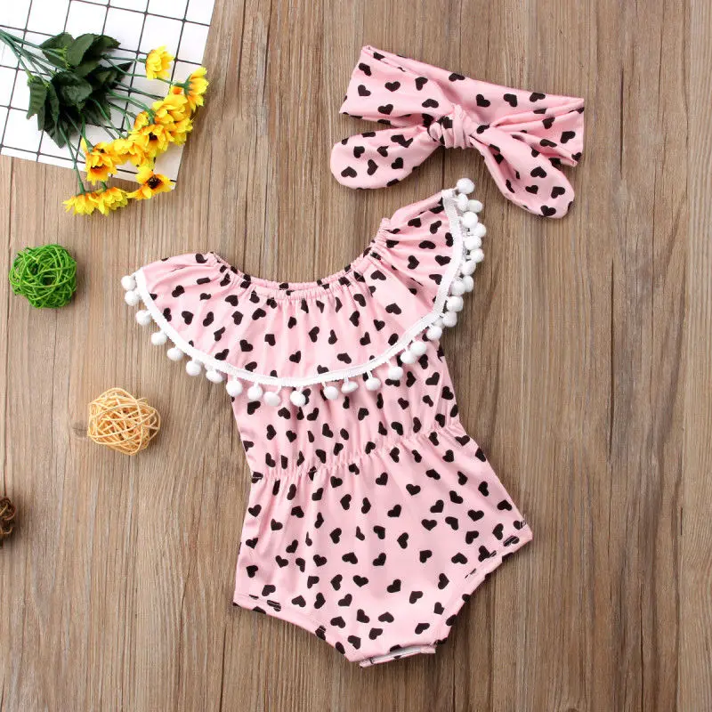 2 шт. детские комбинезоны с открытыми плечами и повязкой на голову|Боди для