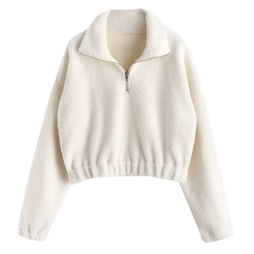 AZULINA Mock Neck плотная искусственного меха толстовка половина молния толстовки