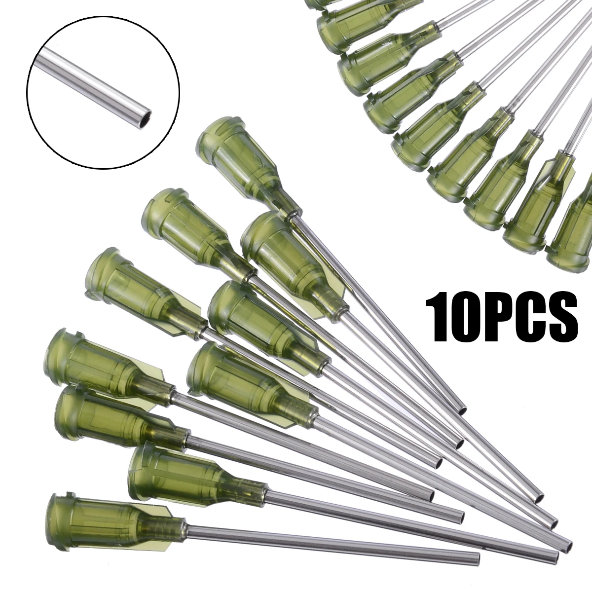 

10pcs/lot 1.5" 14 ga Syringe Needle Tips Olive Color Dispensing Stainless Steel Needles Tips for Liquid Dispenser Syringe