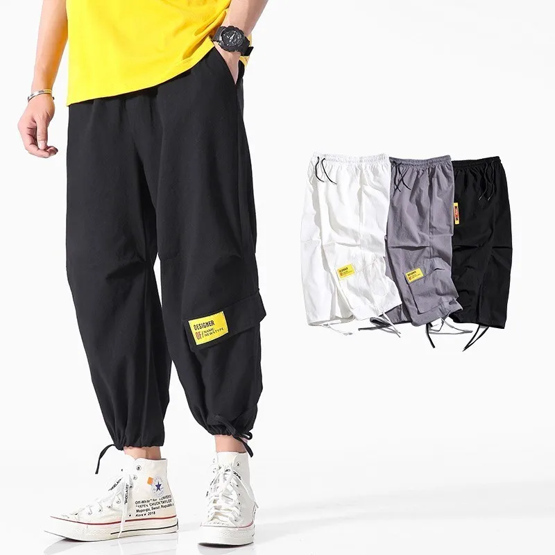 5XL мужские однотонные ремни с пряжкой хлопковые брюки-шаровары 2019 хип хоп мульти