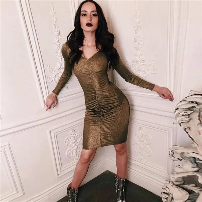 Slaygirl сексуальное летнее платье с длинным рукавом облегающее рюшами Клубная
