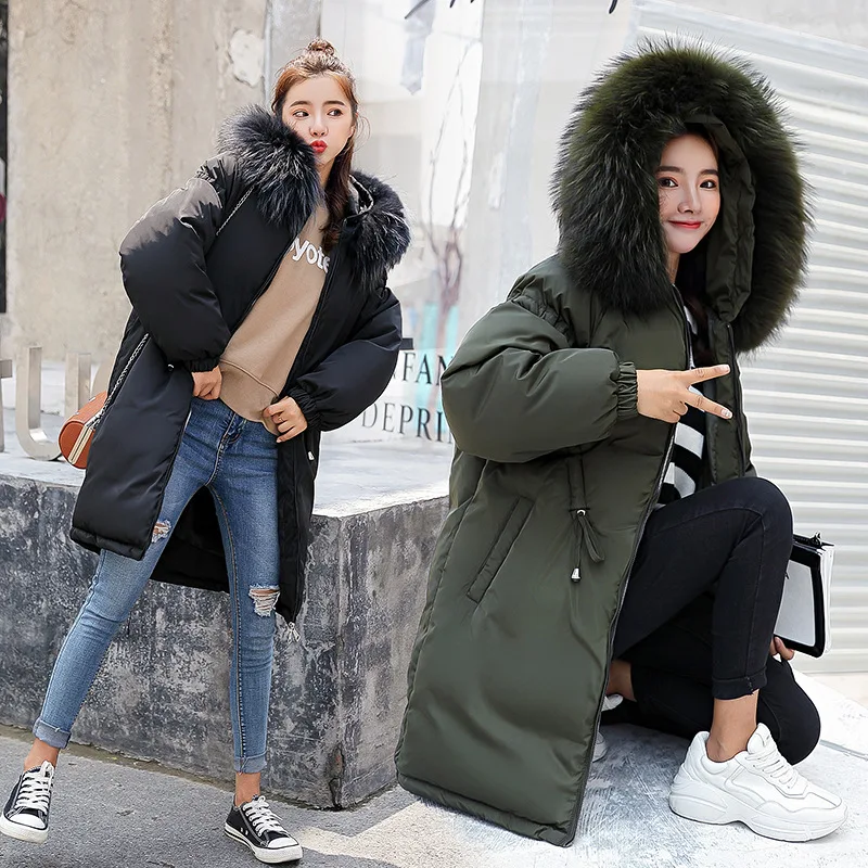 2019 Rushed Polyester Zipper High Waist Standard Winter Korean New Cotton-padded Clothes Long Self-cultivation Heavy Seta Code | Женская