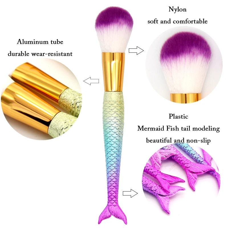 SinSo 10/20Pcs Makeup Brushes Set Mermaid Fishtail Eyeshadow Contour Foundation Concealer Blush Powder Make up Brush Tools | Красота и