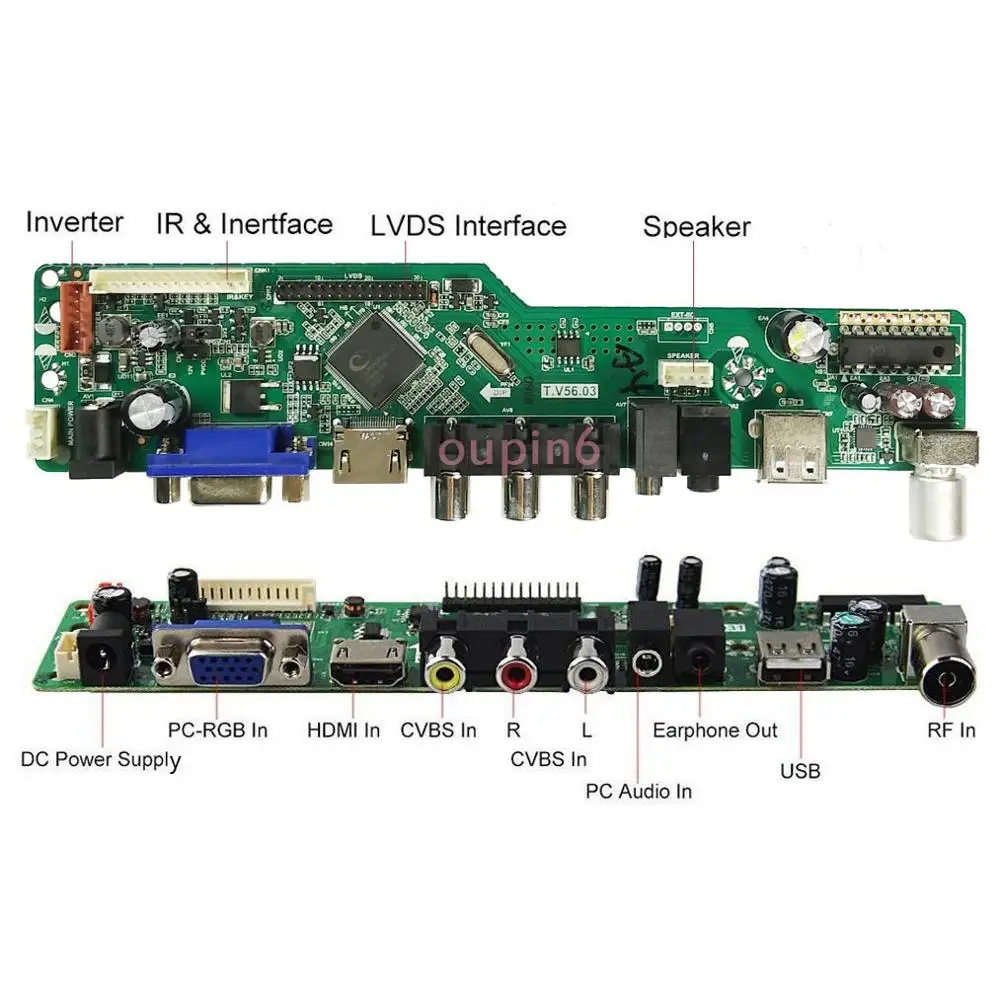 

TV HDMI AV VGA USB TV56 LCD LED driver Controller board kit 30pin DIY For LP154WX4(TL)(A1)/TLA2 1280X800 15.4" panel