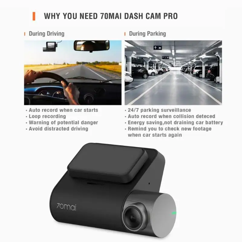 Видеорегистратор Xiaomi 70mai 1944P GPS ADAS Wi-Fi камера с голосовым управлением 24 камеры