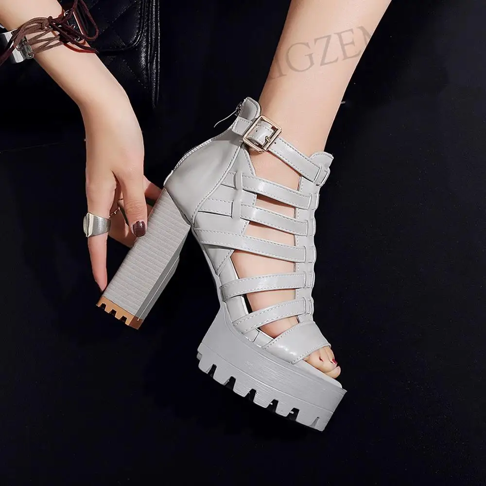 Женские босоножки на массивном каблуке из искусственной кожи Размеры 33