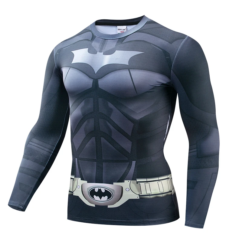 2019 New Batman 3D Printed T-shirts Men Long Sleeve Cosplay Costume Fitness Clothing Male Tops Halloween Costumes For | Мужская одежда
