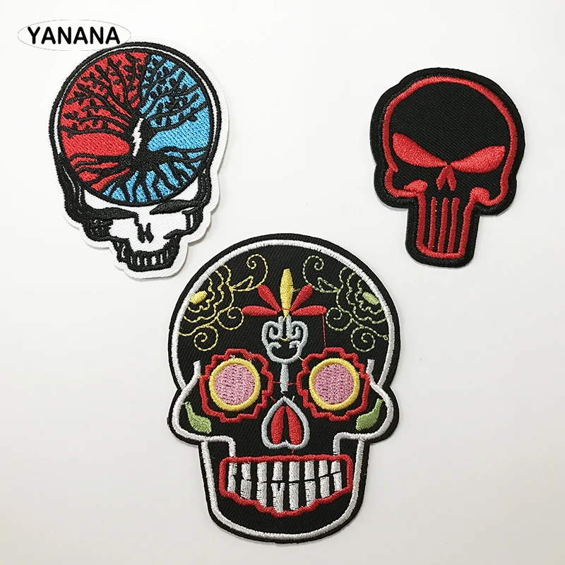 

Skeleton ghost Patch Iron on Embroidered Sew Applique Fabric Badge Garment DIY clothes
