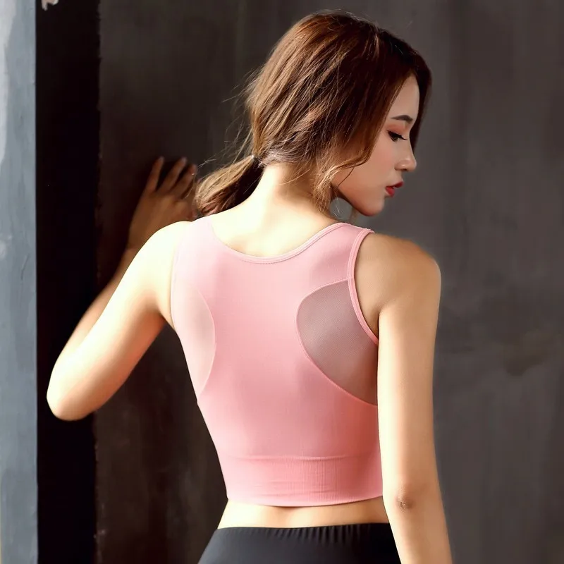 Women Quakeproof Running Sports Bras Full Cup Sportswear Breathable Sport Bra Push Up Padded Seamless Active Wear Fitness Tops | Спорт и