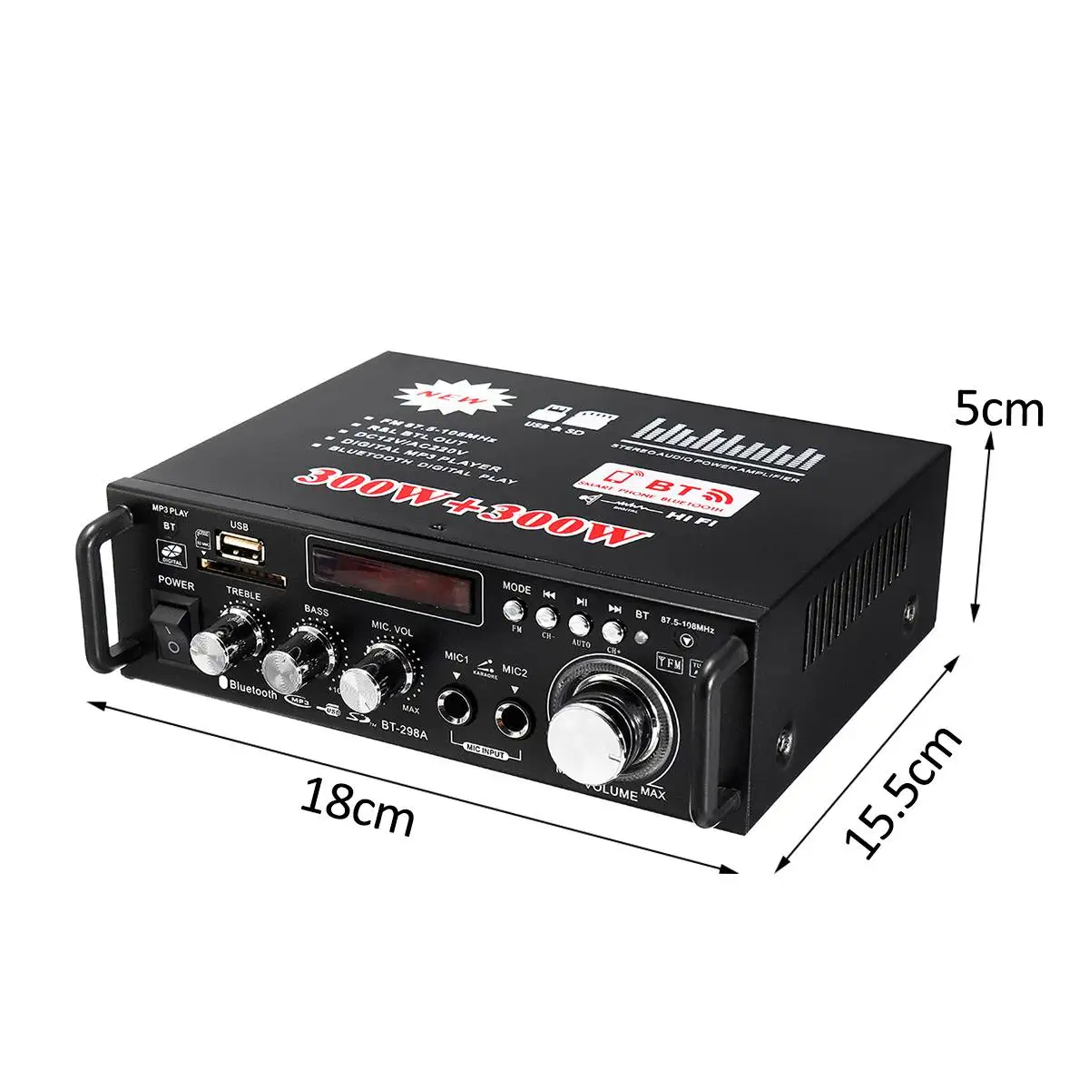 600 Вт DC12V HIFI автомобильный усилитель аудио стерео мощности bluetooth FM радио 2CH 220 В