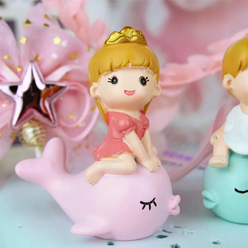 Сказочный Сад смола фигурка для маленького мальчика на Дельфине торт украшение