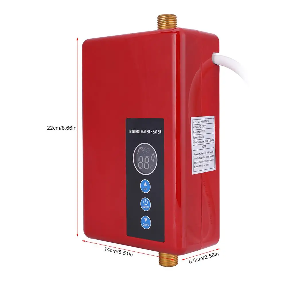 5500 Вт Светодиодный Дисплей мгновенный Tankless Электрический водонагреватель кран Кухня быстрый нагрев кран Душ нагреватели водопроводные ванная комната
