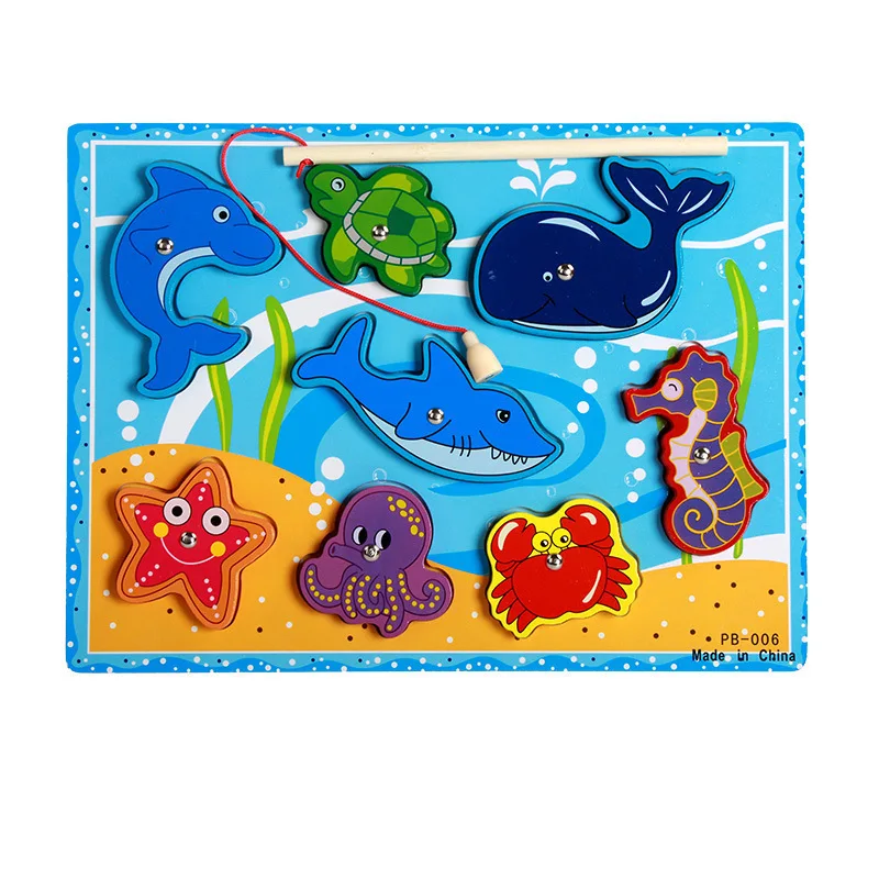 Rrandom деревянные рыболовные Развивающие игрушки для детей биология океан