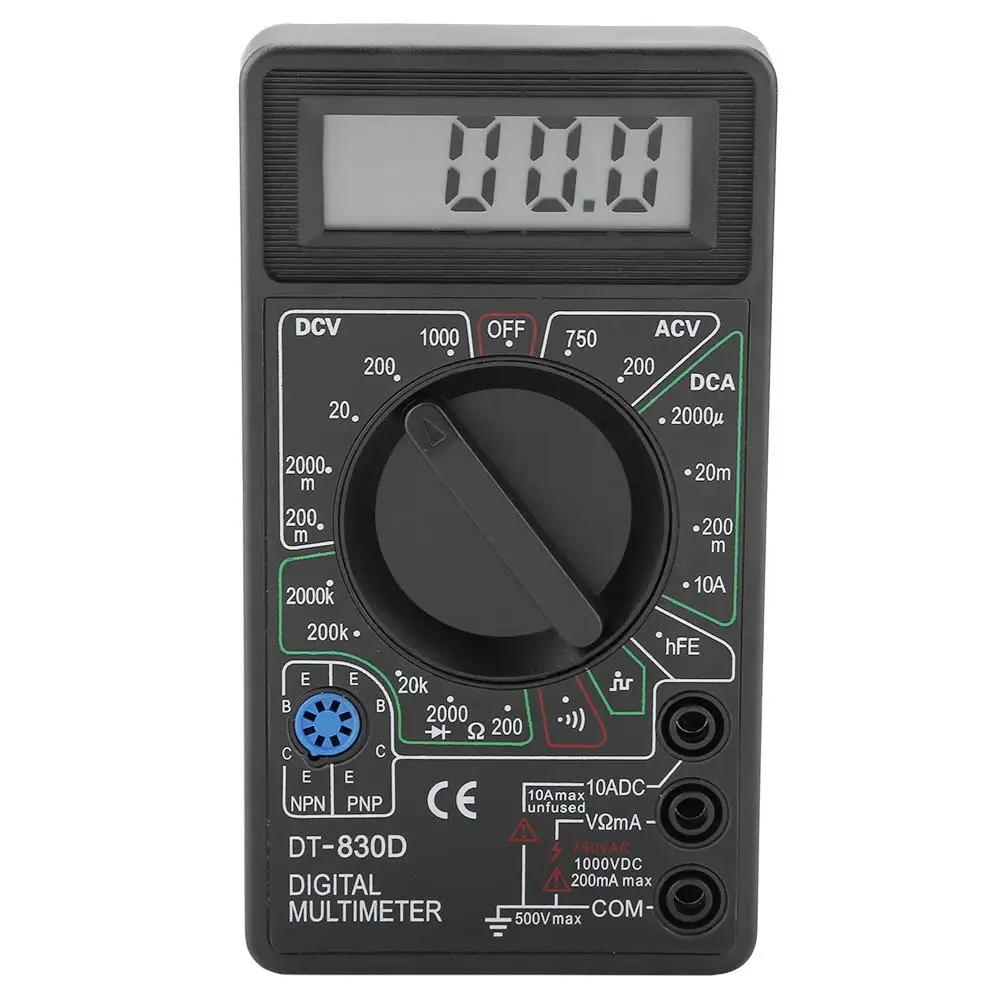 DT830D Мини ЖК-дисплей Цифровой мультиметр Вольтметр Амперметр Омметр прибор для