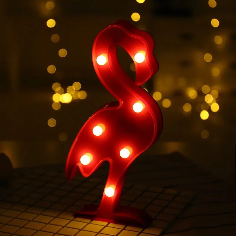 Новинка Светодиодный украшения luminaria-де-меса единорог Фламинго Сердце радуги