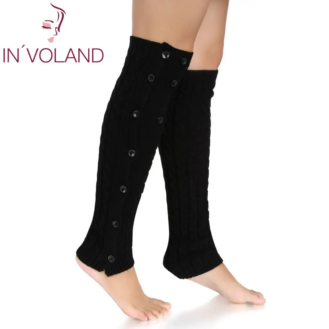 Zeogoo для женщин вязаный крючком двойная кнопка Длинные Гетры Сапоги до колена