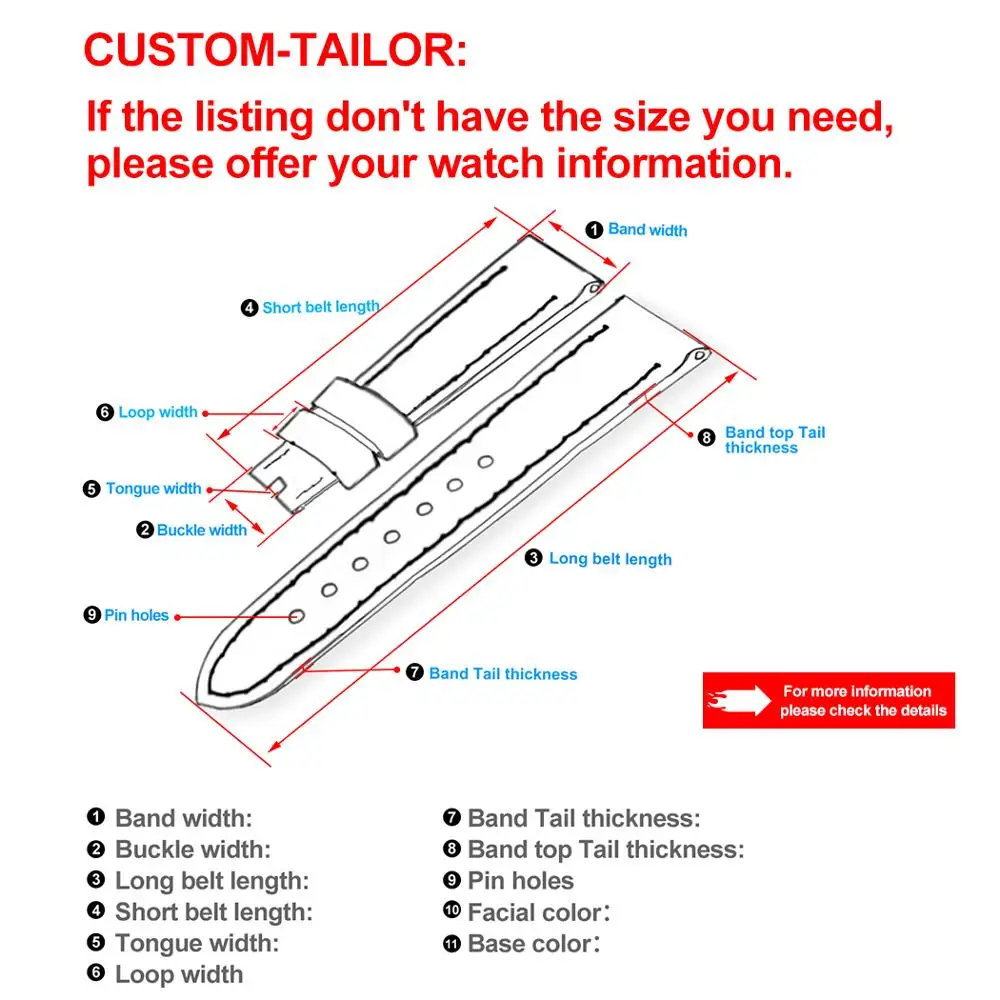 ZLIMSN Crocodile Leather Strap Hand-Stitched Fashion Quality Comfortable Waterproof Men's And Women Black Watch Band 12mm-26mm