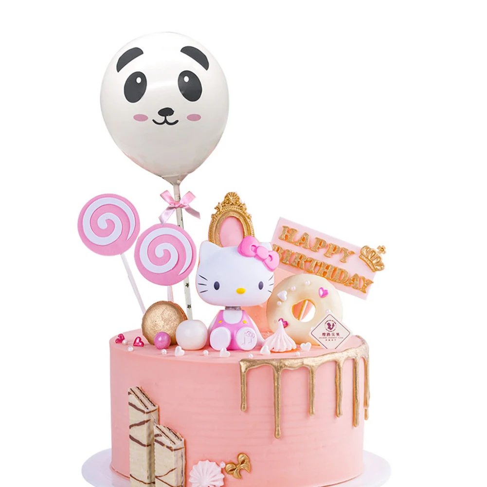 5 шт дюймов мультфильм шар торт Топпер украшение с бумажной соломенной лентой