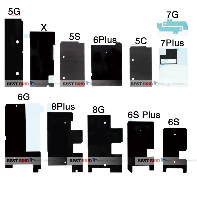 10 шт./лот LCD металлическая задняя пластина радиатор наклейка для iPhone Φ 5C 6G 6S 7G 8G Plus X